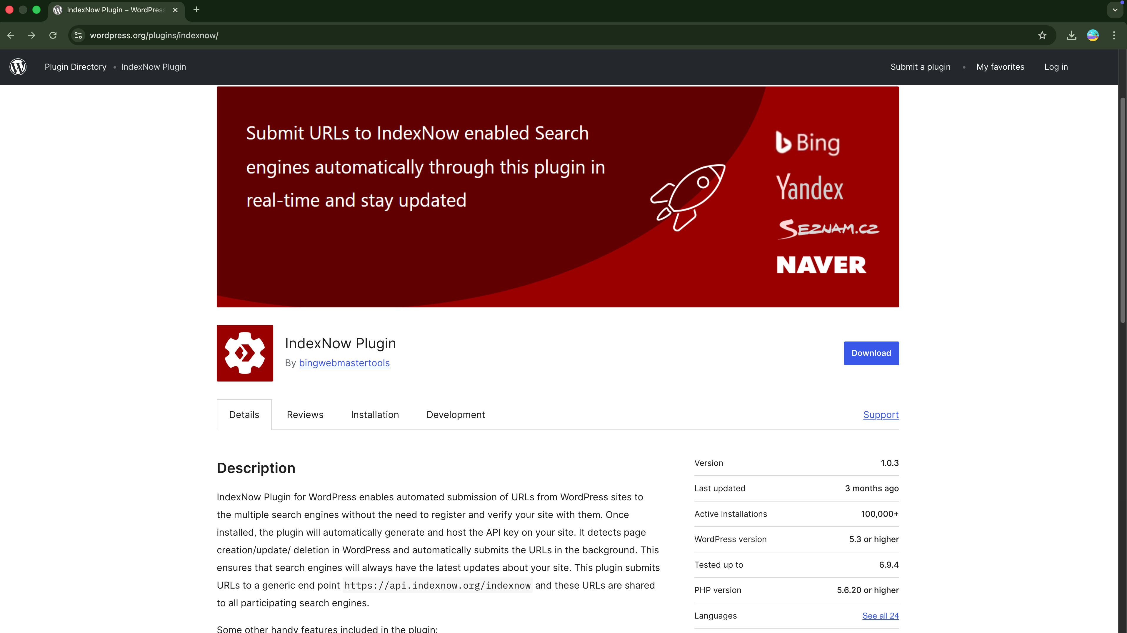Wordpress Indexnow插件